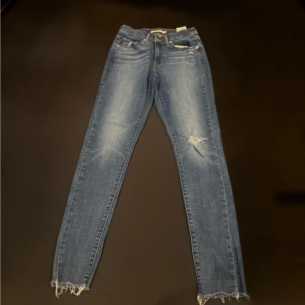 Levi's High Rise Distressed Skinny Jeans 27x30 Raw Hem Y2K Boho